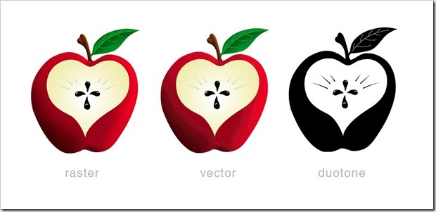 4 Colorized Apple Sketches