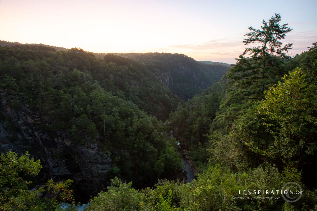 Unprocessed sunrise photo at Tallulah Gorge State Park.