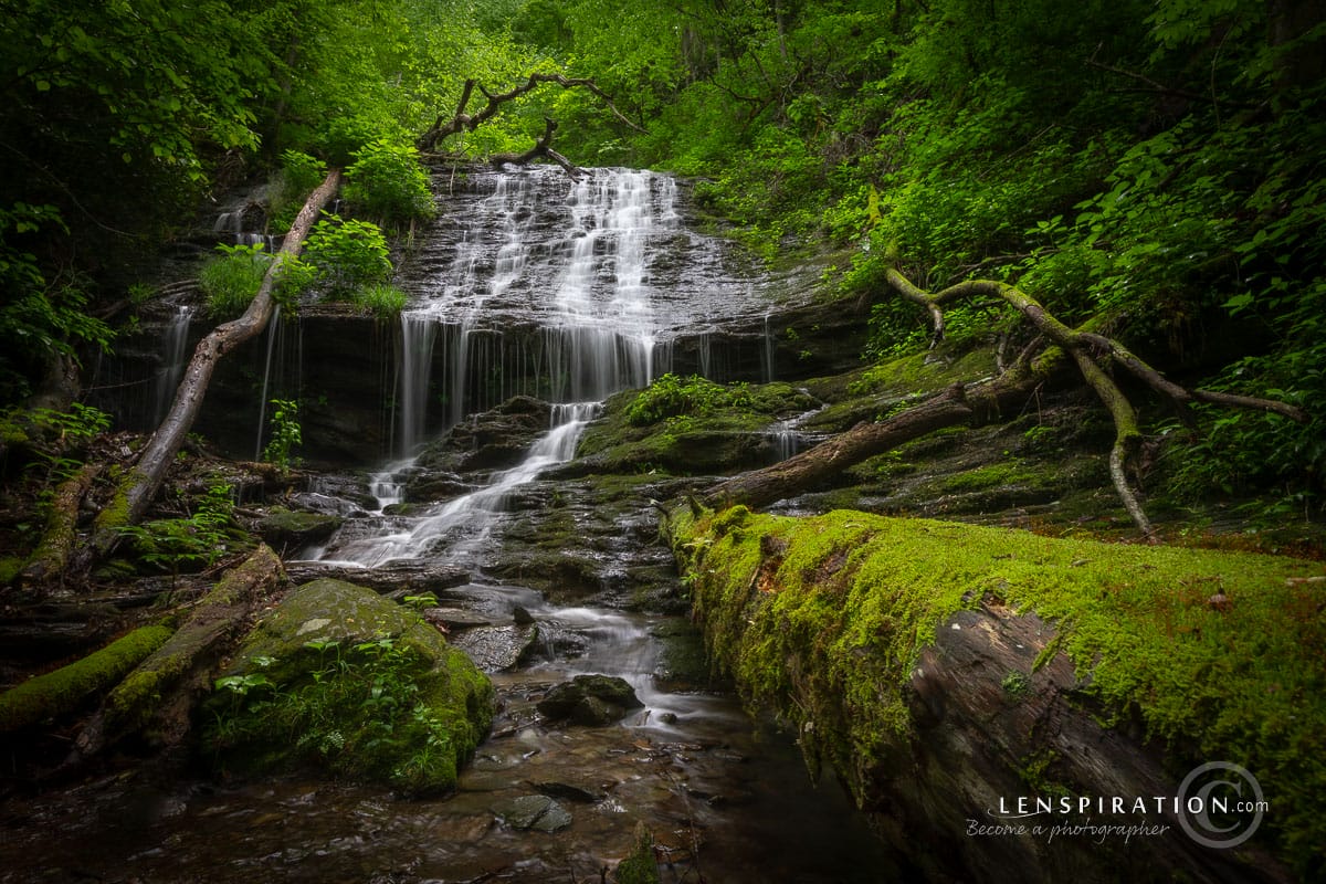 Landscape photography of beautiful waterfall at Cades Cove, Tennessee, Smokey Mountain National Park