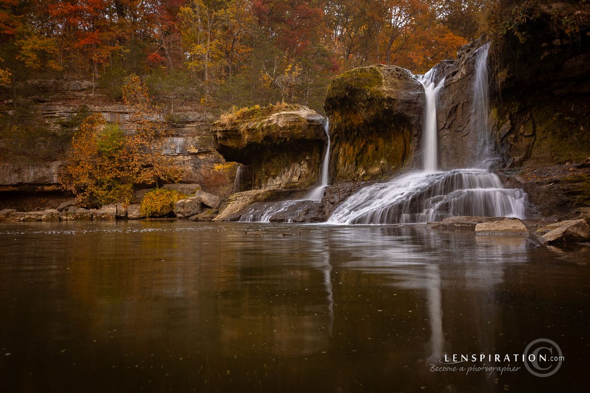 Waterfall in Indiana in autumn