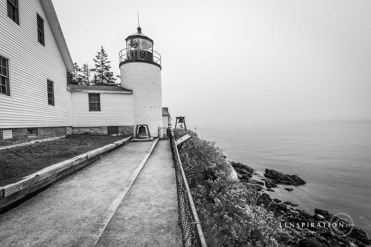 Bar Harbor Light at Acadia National Park (black and white version)