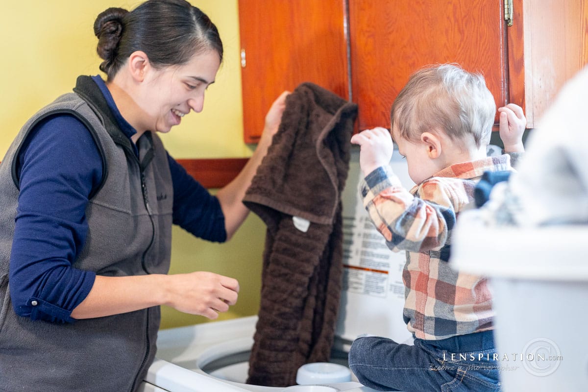 concept photography mother son laundry