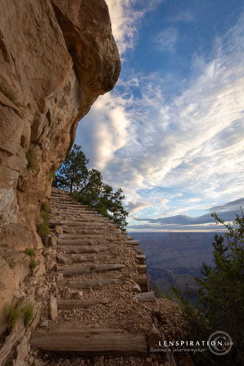 Trail descending into Grand Canyon from Grandview Point Overlook