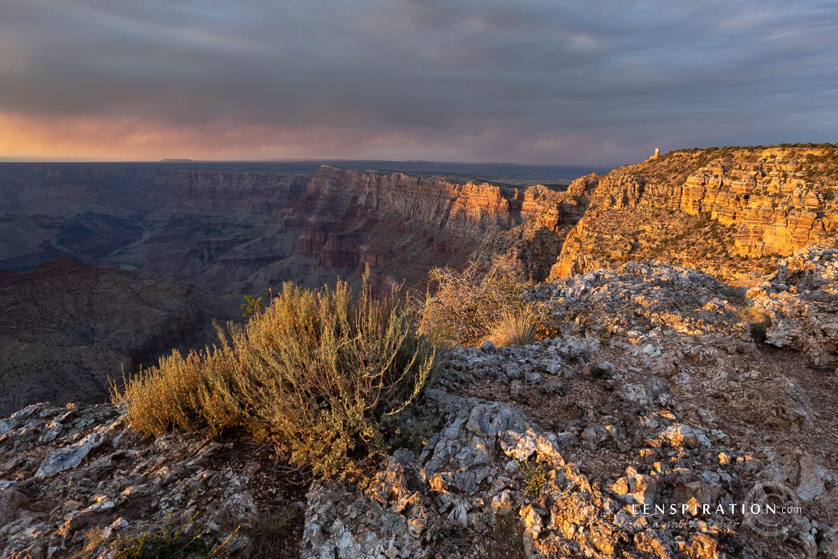 The main view at Navajo Point, Grand Canyon, during Golden Hour.