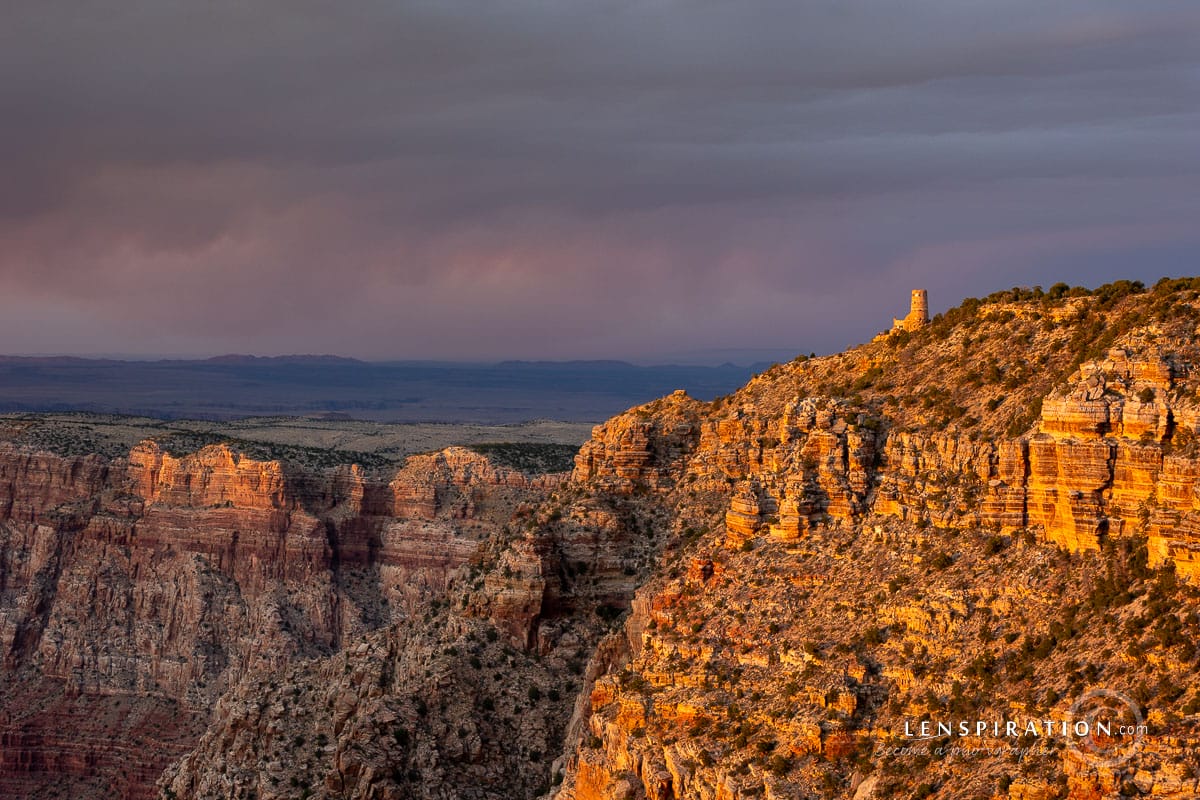 The main view at Navajo Point, Grand Canyon, right at the end of Golden Hour.