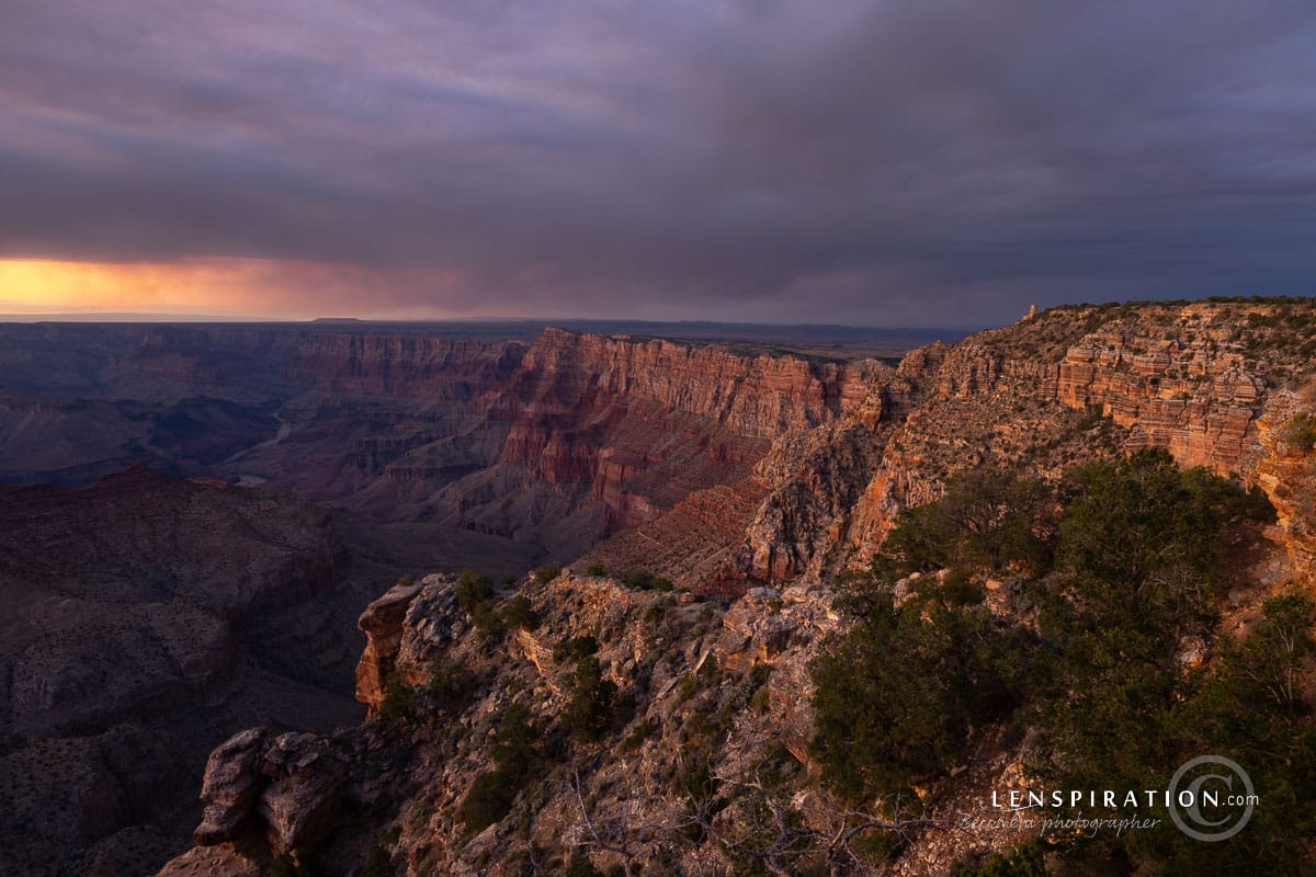 The main view at Navajo Point, Grand Canyon, after Golden Hour.