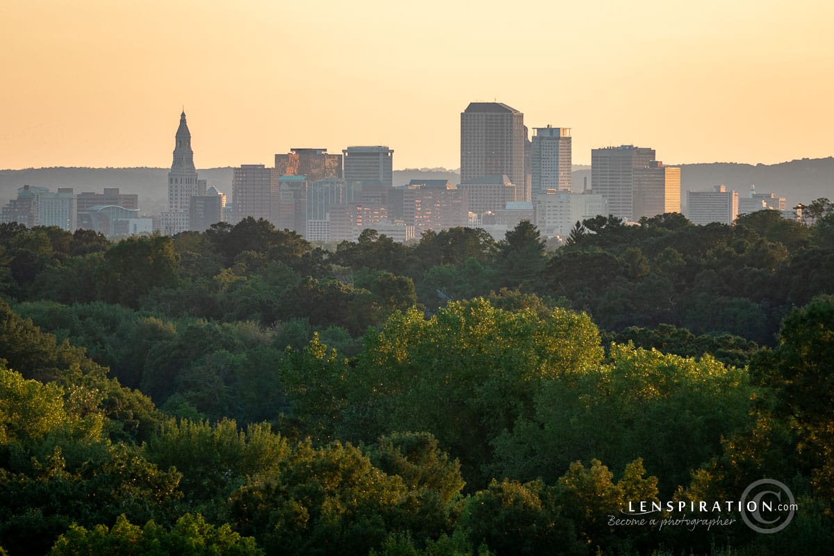 Hartford skyline at Wickham Park Gardens, Manchester, Connecticut by Lenspiration photographer James Staddon