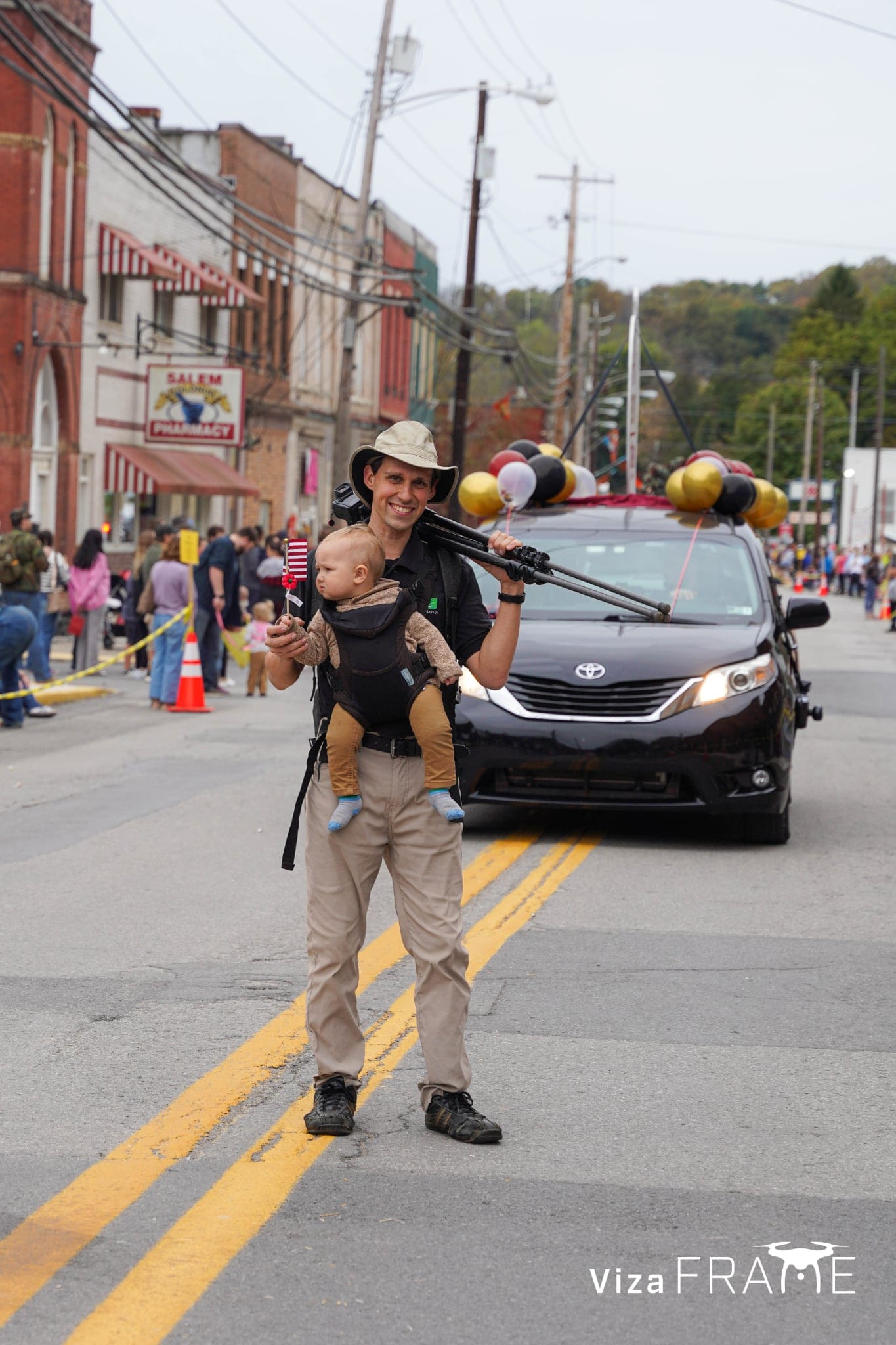 Lenspiration's Art Show float in the 2026 Apple Butter Festival parade in Salem, West Virginia